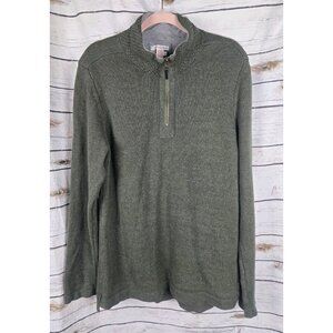 Carbon 2 Cobalt Olive Green 1/4 Zip Sweater Mens M Pullover Knit 100% Cotton